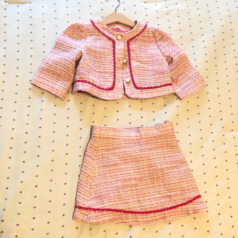 Janie and jack pink tweed skirt and blazer 3t